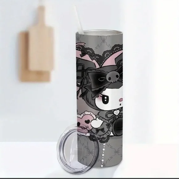 🆕 Hello Kitty - Kuromi  Skinny Stainless Steel Tumbler with Straw and Lid - Picture 6 of 8
